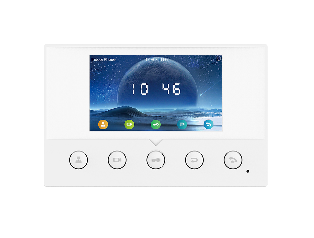 Fanvil i51W SIP indoor station, 4.3in color touchscreen, Wi‑Fi, PoE, video intercom, remote door unl - i51W