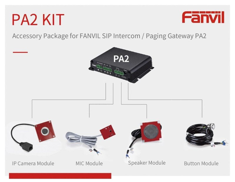 Fanvil PA2 Accessories Kit to suit IPF-PA2,  Official  Kit For Fanvil PA2 SIP Paging Gateway & Video Intercom. Fanvil