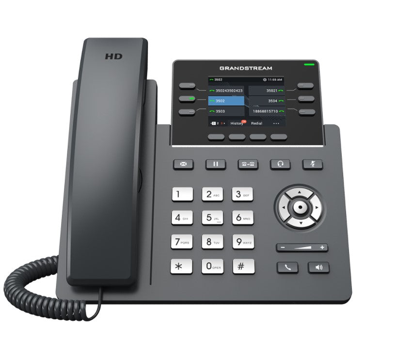 Grandstream 6 Lines, 6 SIP Accounts, 2.8 in scrn, PoE + GigE, Color, WiFi, HD Audio - Grandstream GRP2613W