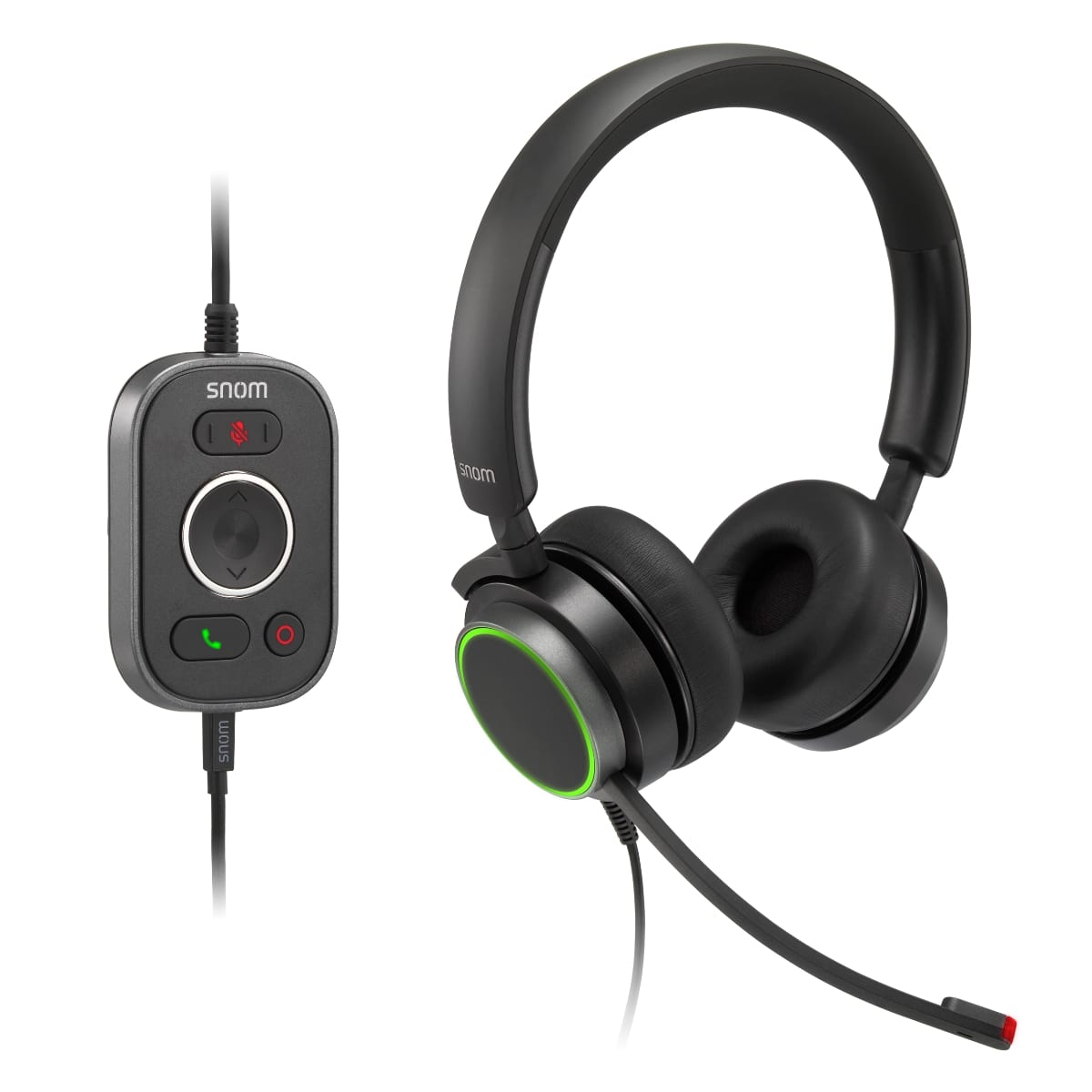 SNOM A330D Headset, Wired Duo, HD Audio Quality, Remote Control, Ideal For Video-telephony, 00004598
