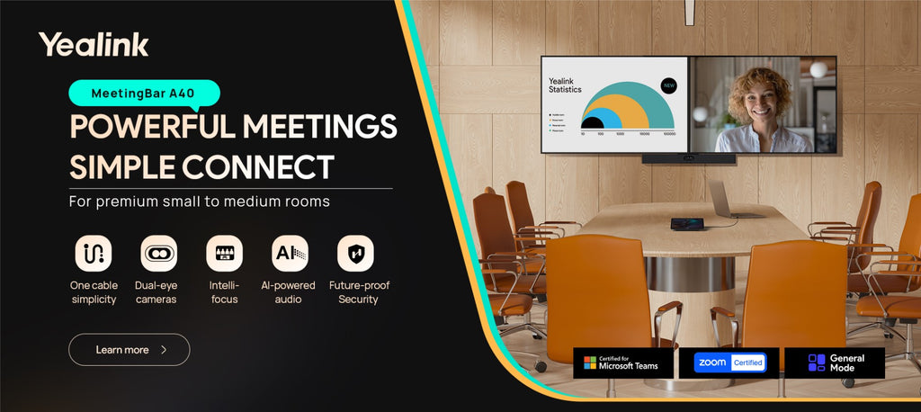 MeetingBar A40 All-in-One Video Bar for Hybrid Meetings | Small to Medium Rooms Yealink