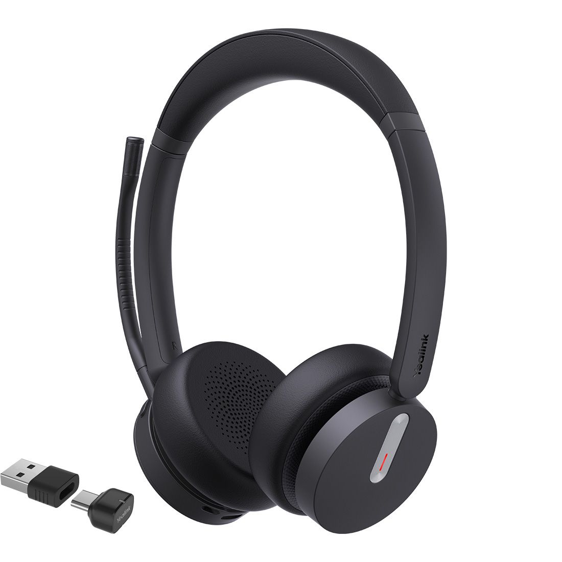 Yealink BH70 Bluetooth Wireless Stereo Headset UC, BT51 C Dongle with A Adapter, 3-Mic Noise Cancellation, 35