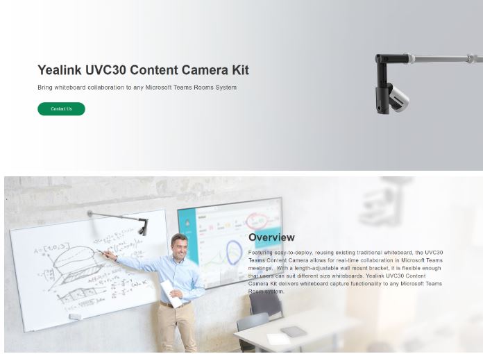 Yealink UVC30 Content Camera Wall Mount for Teams Rooms Yealink