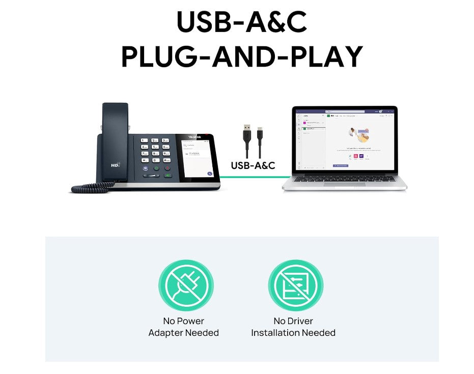 Yealink MP45 USB Desktop Phone for Microsoft Teams - Touchscreen & HD Audio Yealink