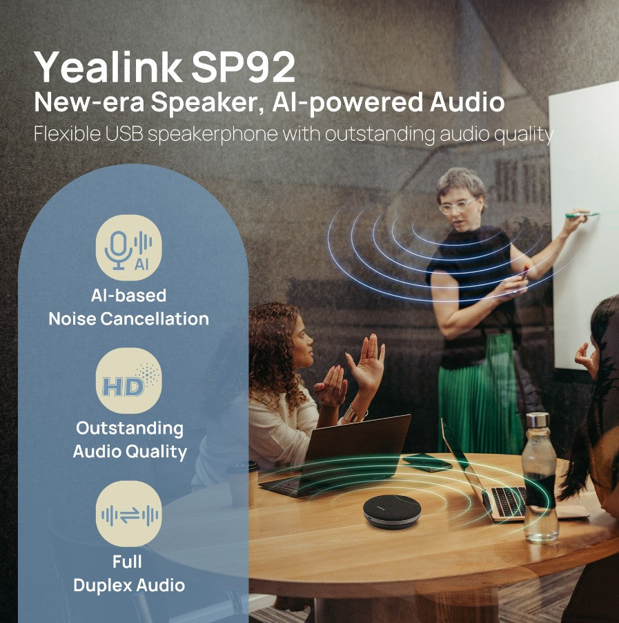Yealink SP92 USB-C Speakerphone: AI Noise Cancelling & Portable Yealink