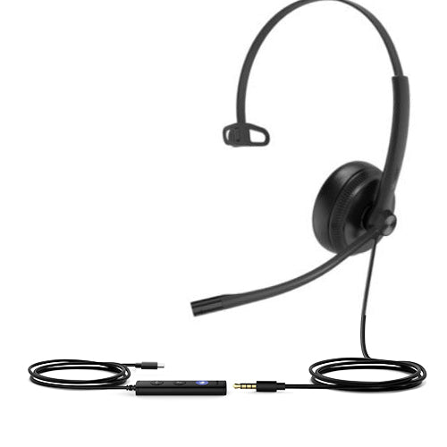 Yealink TEAMS-UH34SE-M-C Teams Certified Wideband Noise Cancelling Headset, USB-C and 3.5mm Jack, Controller w