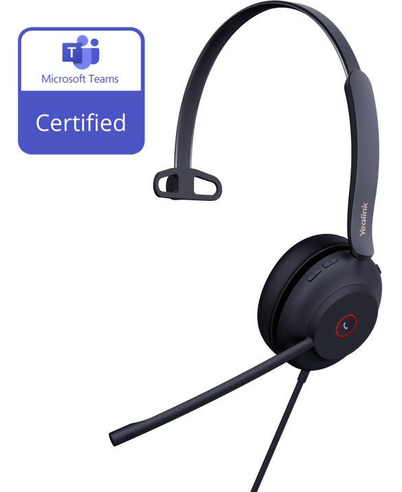 Yealink UH37 Teams Certified Mono USB-A Wired Headset for Calls Yealink