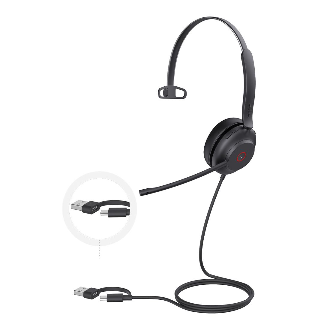 Yealink UH37 Mono USB-C/A Headset | Noise-Cancelling for Calls Yealink