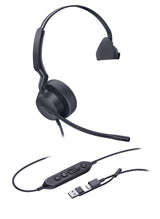 YealinkUH42 Mono UC USB-C/A USB Wired Headset, Noise-Canceling Microphone, Leather Ear Cushions, Controller, U