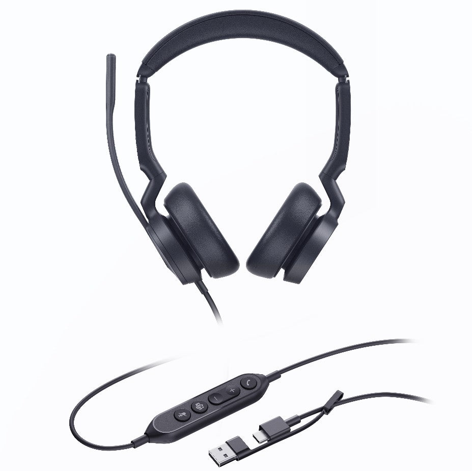 Yealink UH46 Dual Teams Wired USB Headset - Noise Cancelling & USB-C/A Yealink