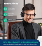 Yealink UH46 Dual Teams Wired USB Headset - Noise Cancelling & USB-C/A Yealink