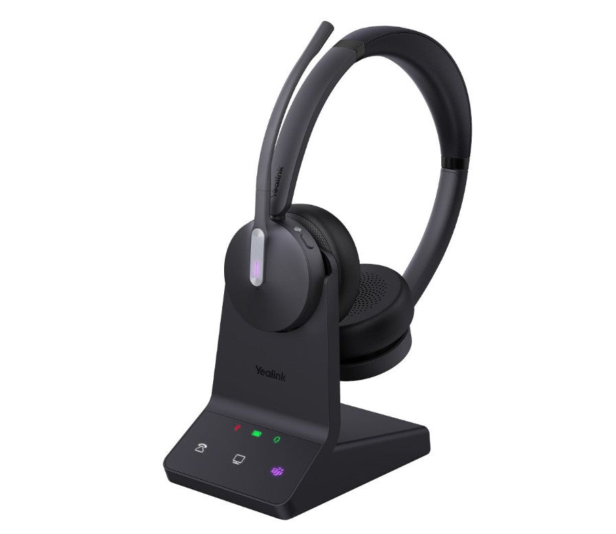Yealink WH64 Hybrid Dual with Charging Stand Teams DECT Wireless Headset, DECT & Bluetooth 3-Mic Noise Cancell