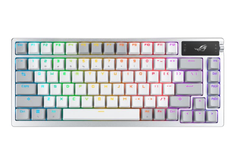 ASUS ROG AZOTH/US/PBT/WHT (Snow Switch) Gaming Keyboard, OLED Display, NX Snow Switch, 75 Keys, Tri - ROG AZOTH/ PBT/WHT SNOW
