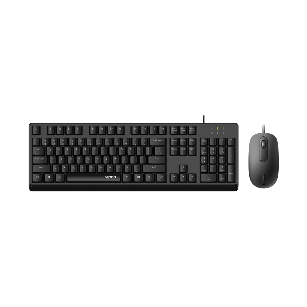 Durable Wired Keyboard & Mouse Combo | Spill-Resistant, Laser Keycaps Rapoo