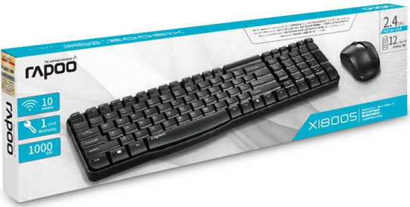 Rapoo X1800S Wireless Keyboard & Mouse Combo - Reliable Black Rapoo