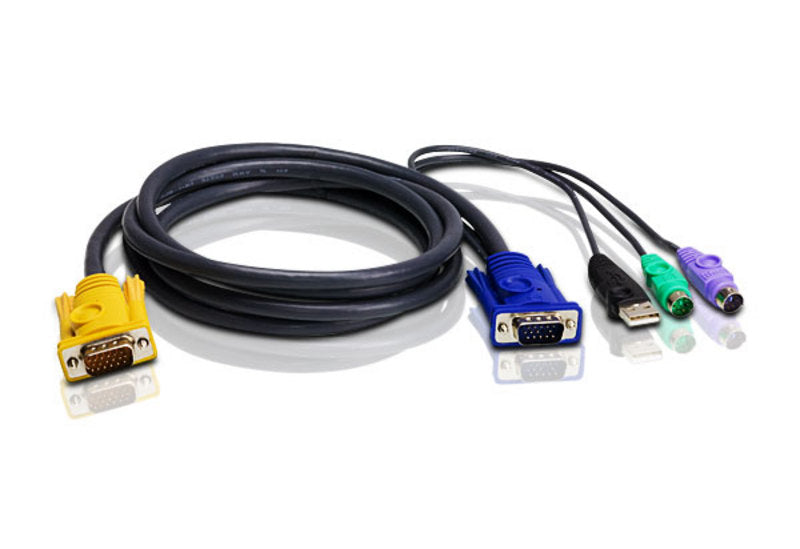 Aten KVM cable with USB, PS/2, and 3-in-1 SPHD connectors