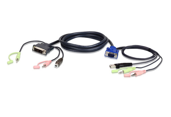 ATEN KVM Console Cable - PC (VGA/USB/Audio) to KVM (DVI-I/USB/Audio) 1.8m Aten