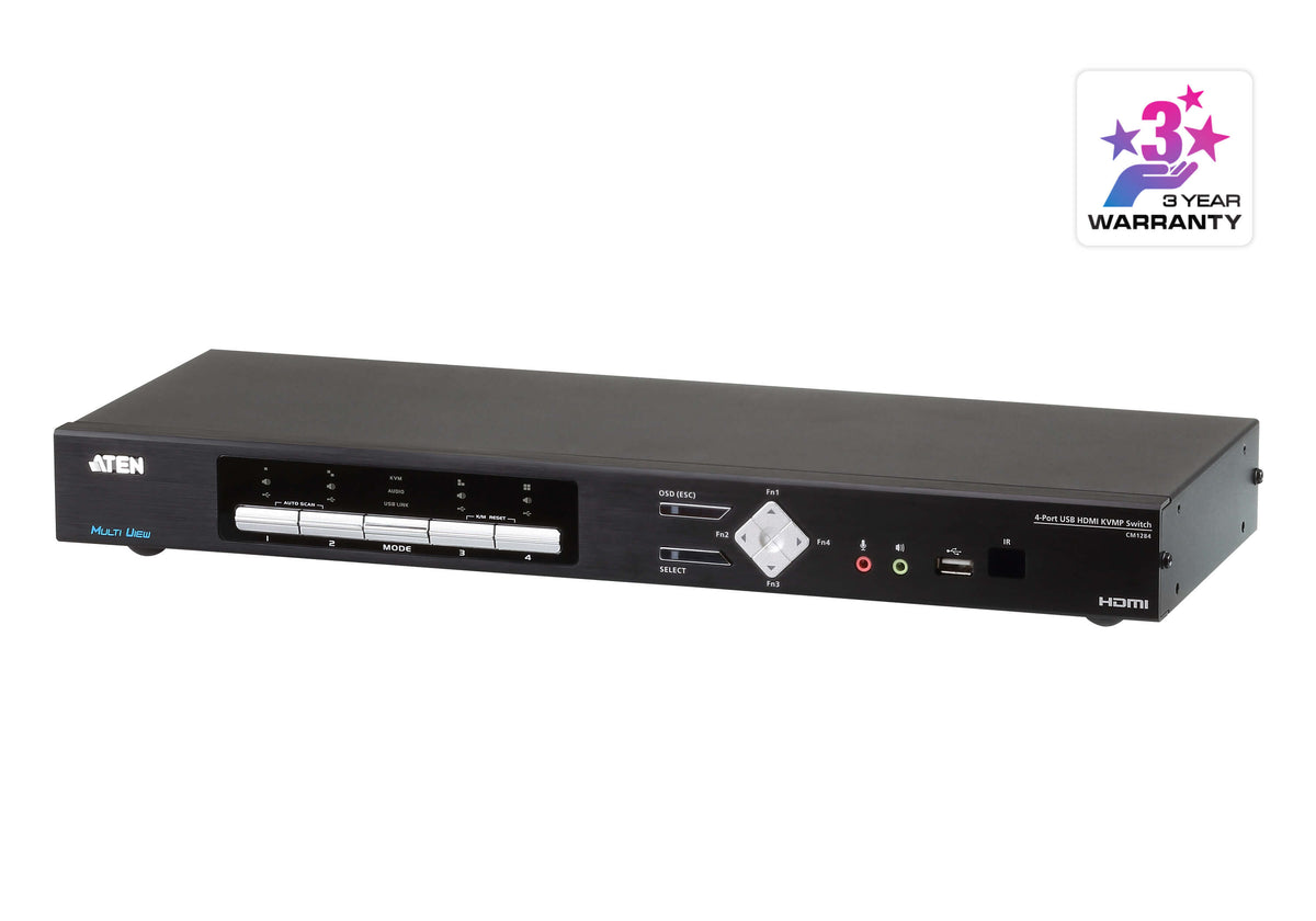 ATEN CM1284 4-Port 4K HDMI Multi-View KVM Switch - Real-Time Control Aten