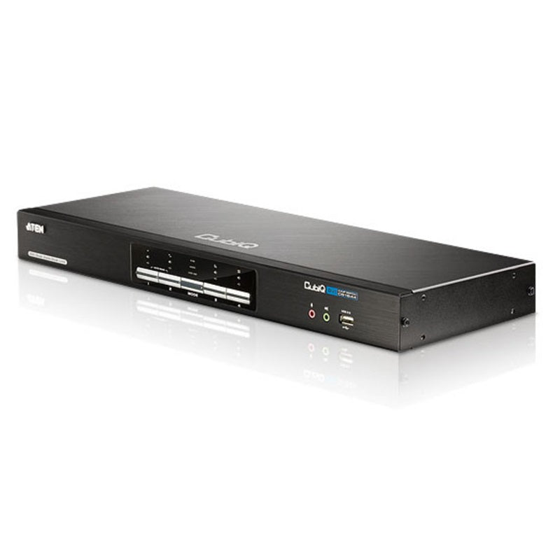 Aten Desktop KVMP Switch 4 Port Dual Display DVI Dual Link w/ audio, 2x Custom KVM Cables Included - CS1644A-AT-U