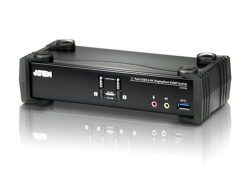 ATEN CS1922 2-Port 4K DisplayPort KVM Switch | USB 3.0 & Audio Aten