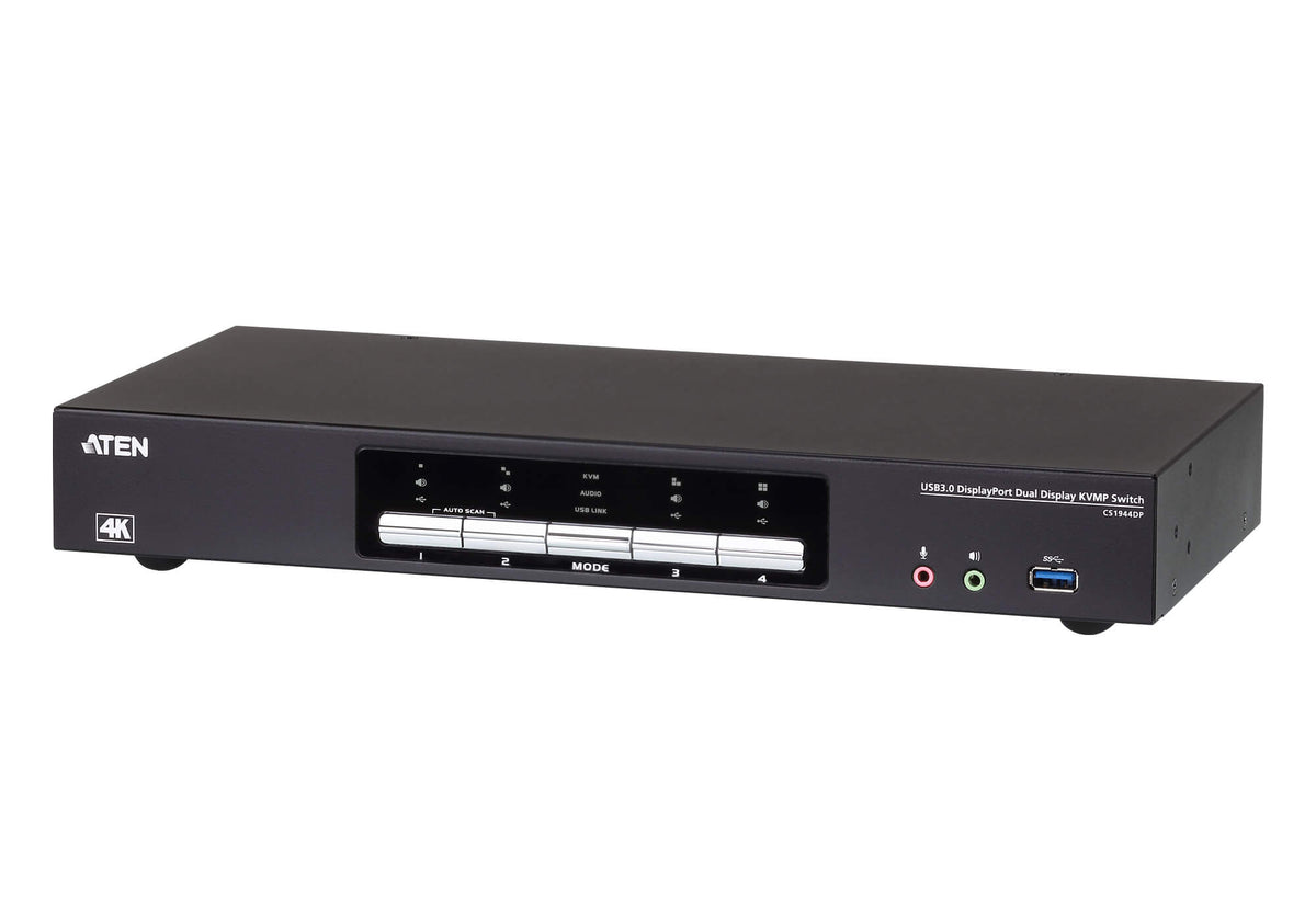 ATEN 4-Port Dual DisplayPort 4K KVM Switch with USB 3.1 & Audio Aten