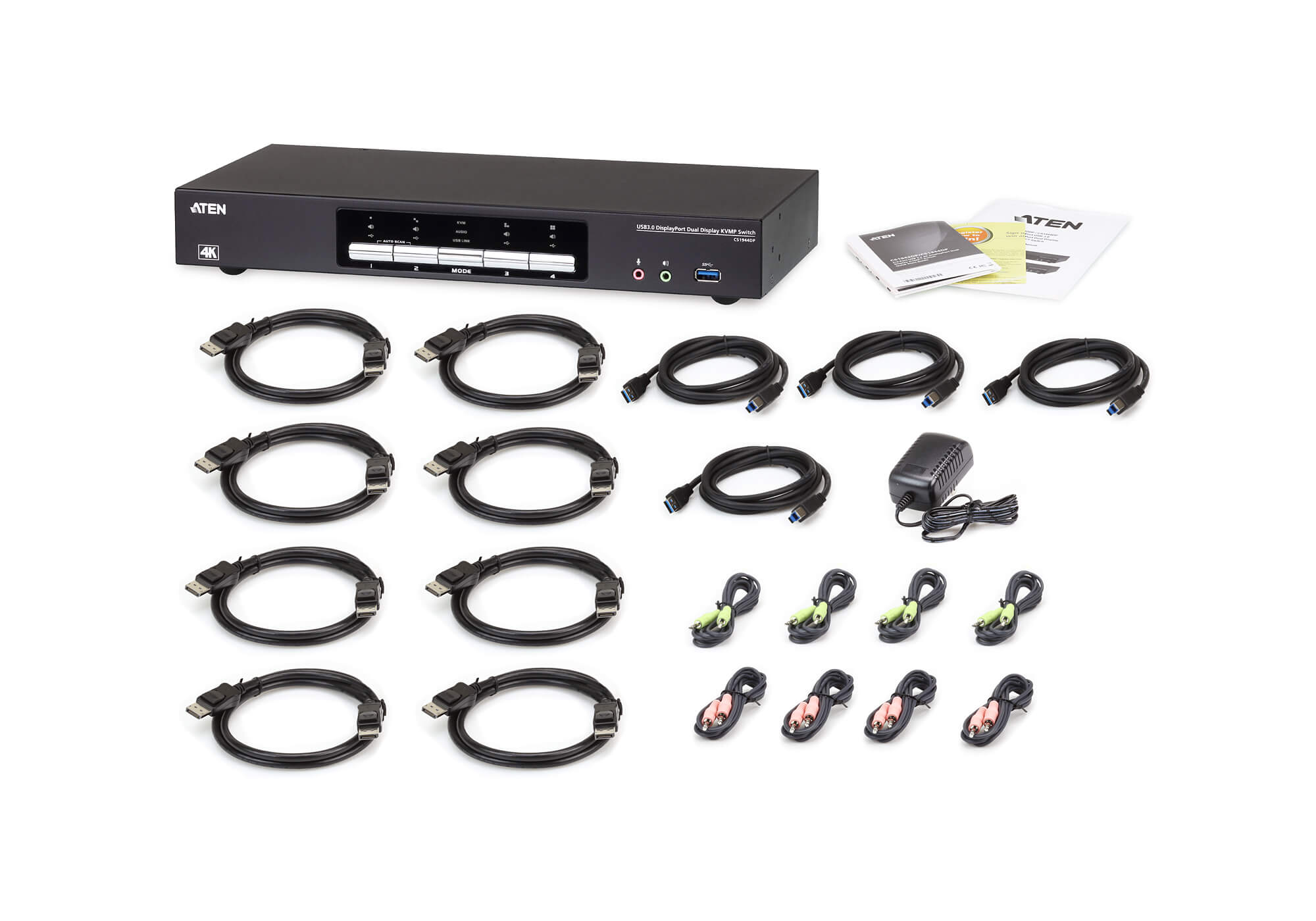 ATEN 4-Port Dual DisplayPort 4K KVM Switch with USB 3.1 & Audio Aten