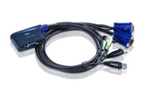 Aten Compact 2-Port USB VGA KVM Switch with Audio - Control 2 PCs Aten