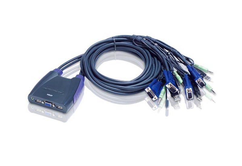 ATEN 4-Port USB VGA KVM Switch with Audio & 1.8m Cables Aten