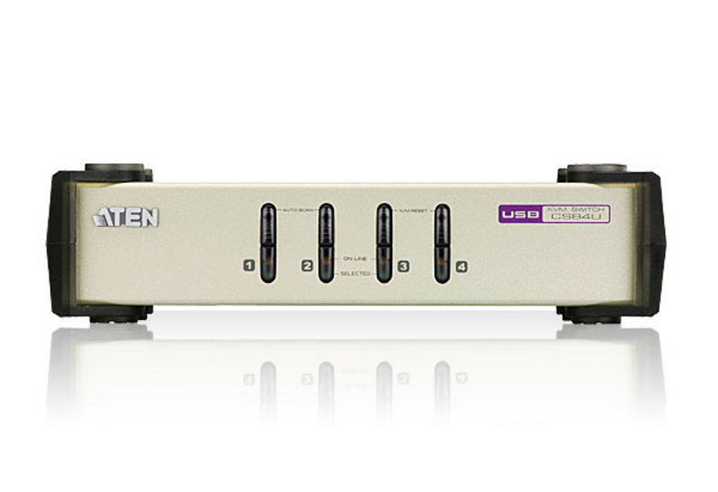 Aten CS84U 4-Port PS/2-USB VGA Desktop KVM Switch with Cables Aten