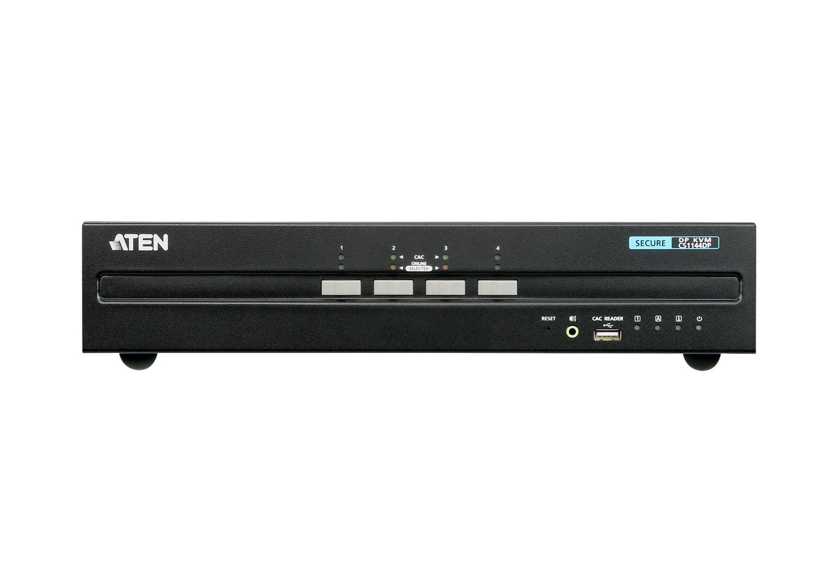 Aten 4-Port USB DisplayPort Dual Display Secure KVM Switch (PSS PP v3.0 Compliant), enable and disab - CS1144DP-AT-U