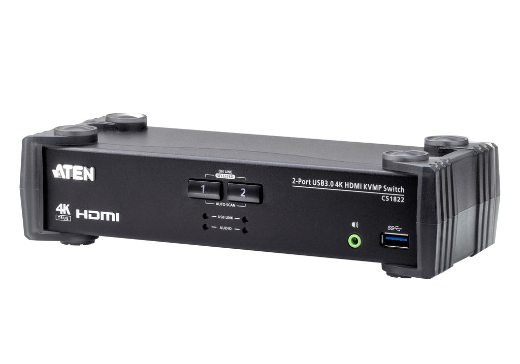 ATEN 2-Port 4K HDMI Desktop KVMP Switch | Audio Mixer & USB Hub Aten