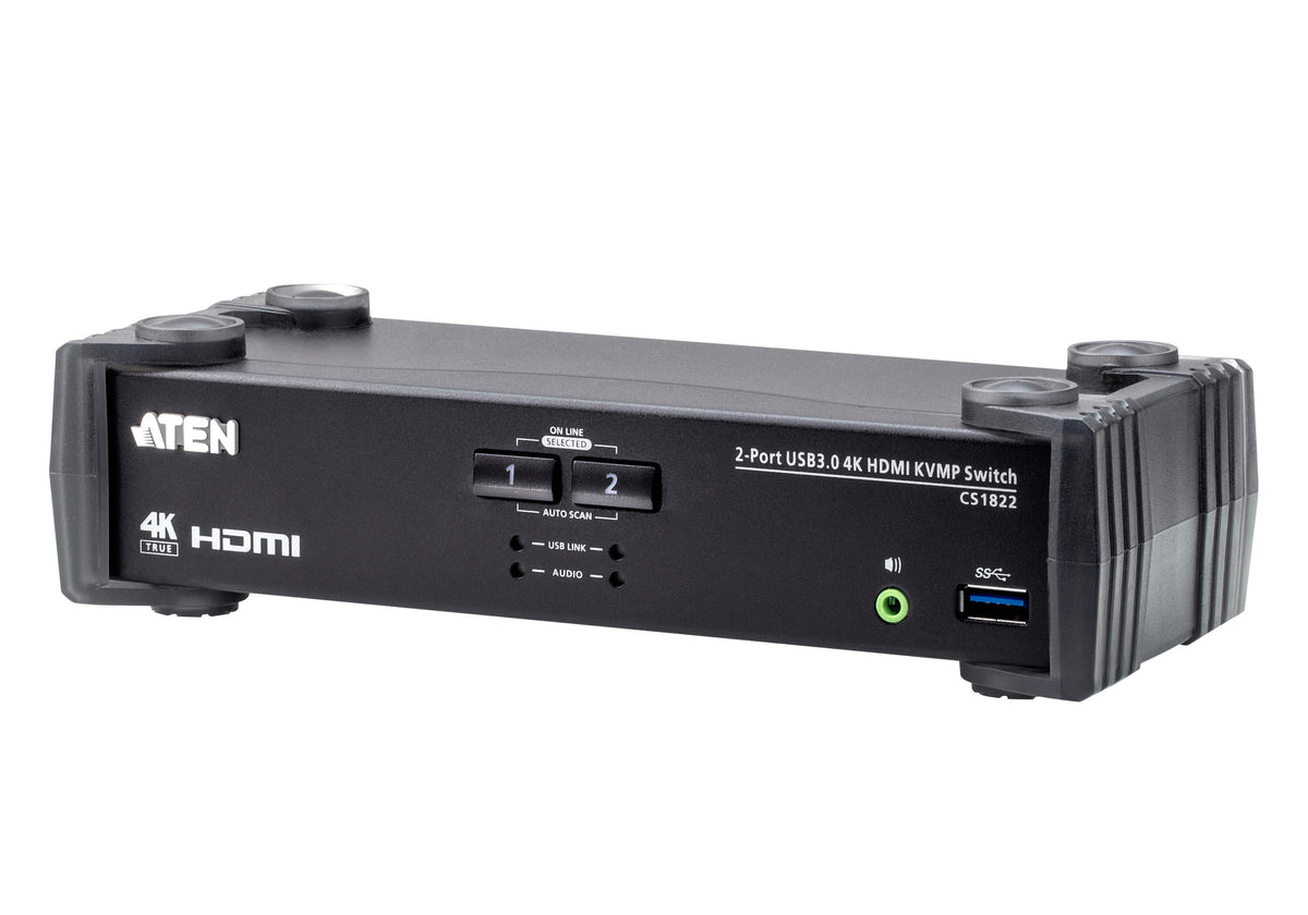 ATEN 2-Port 4K HDMI Desktop KVMP Switch | Audio Mixer & USB Hub Aten