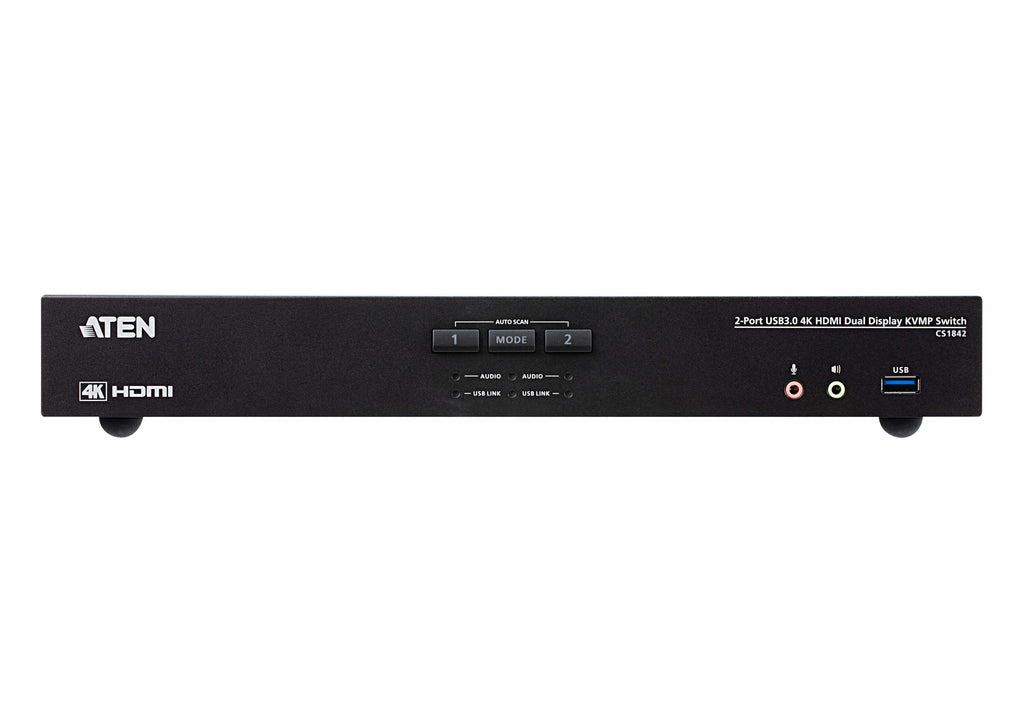 ATEN 2-Port Dual Display 4K HDMI USB KVM Switch with Audio Aten