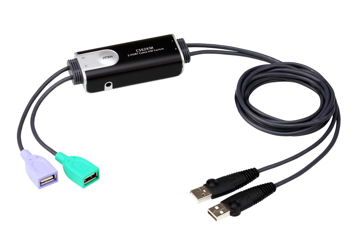 ATEN CS62KM: Control 2 PCs with 1 Keyboard & Mouse - Seamless Switching Aten