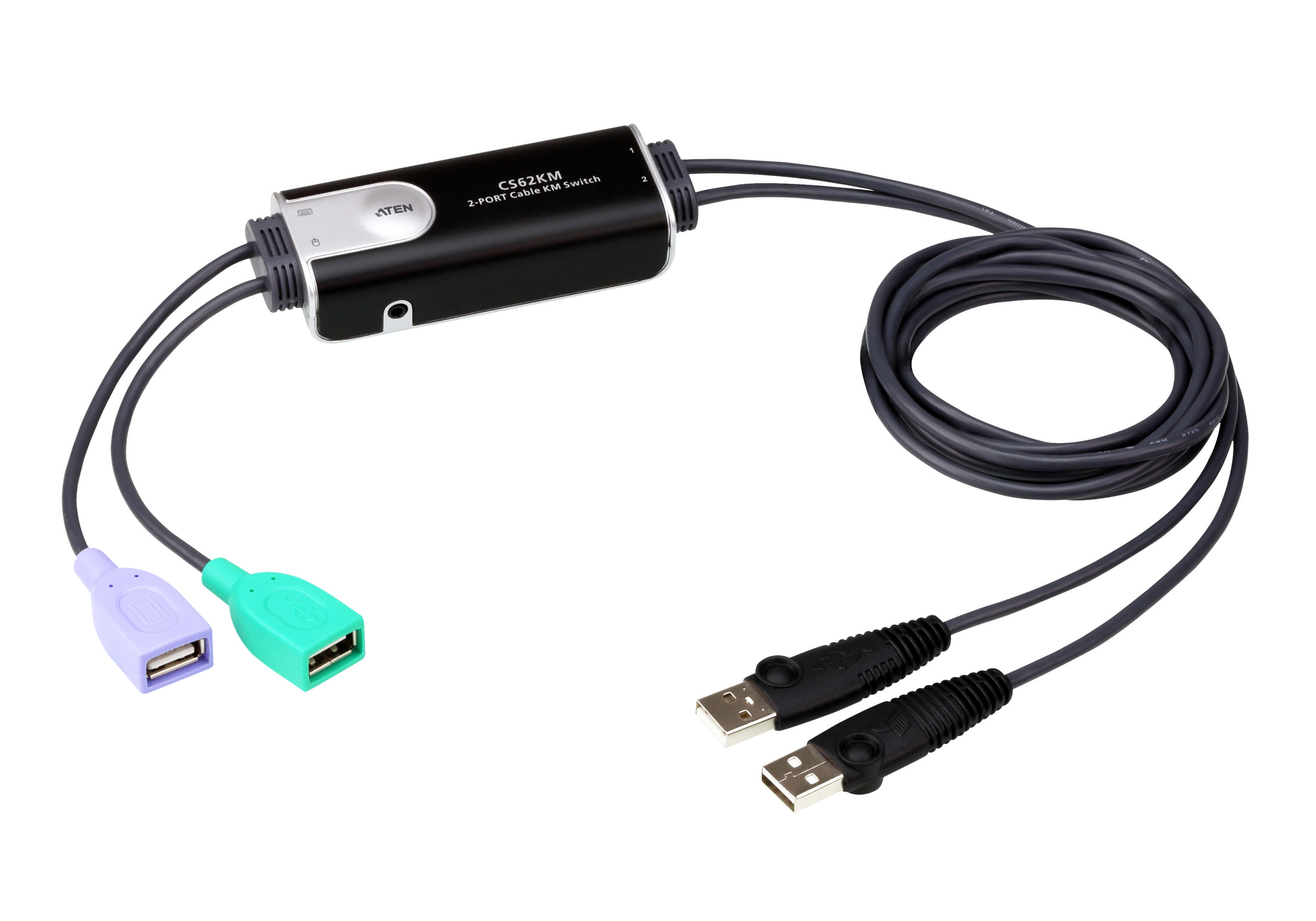 ATEN CS62KM: Control 2 PCs with 1 Keyboard & Mouse - Seamless Switching Aten