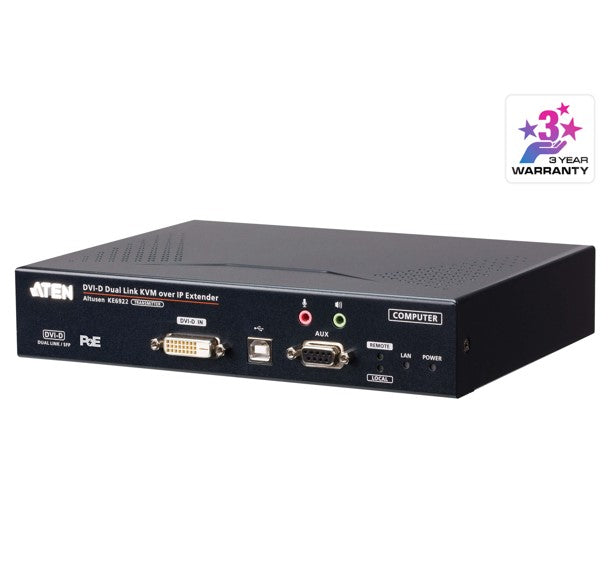 KE6922 KVM over IP Extender | DVI, USB, PoE, Fiber Support Aten