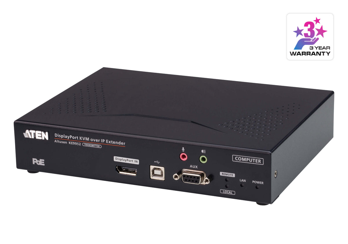 KE9952 4K DisplayPort KVM over IP Extender with PoE & Fiber Aten