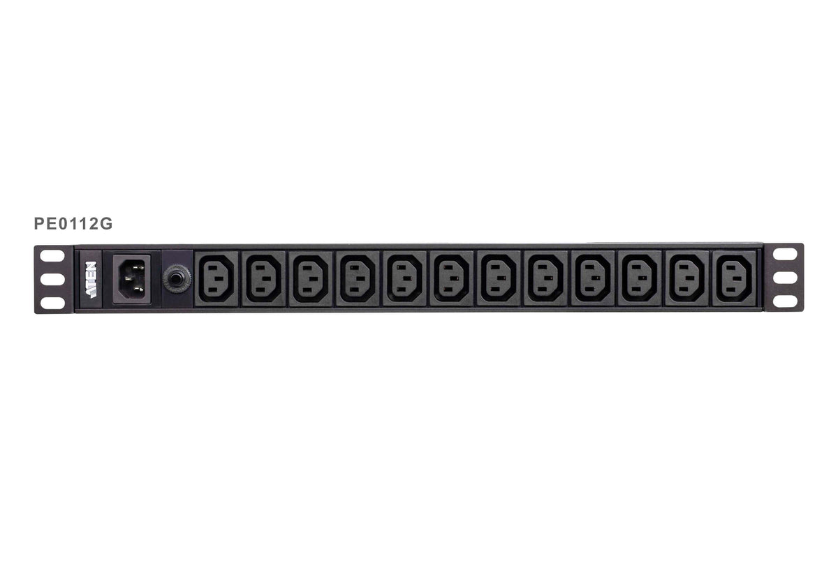 Aten 12-Port 1U Basic PDU | 10A Power Strip with Overload Protection Aten