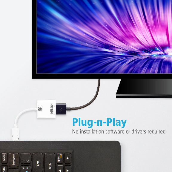 ATEN VC986 Active DisplayPort to HDMI 4K Adapter | Connect DP/Mini DP