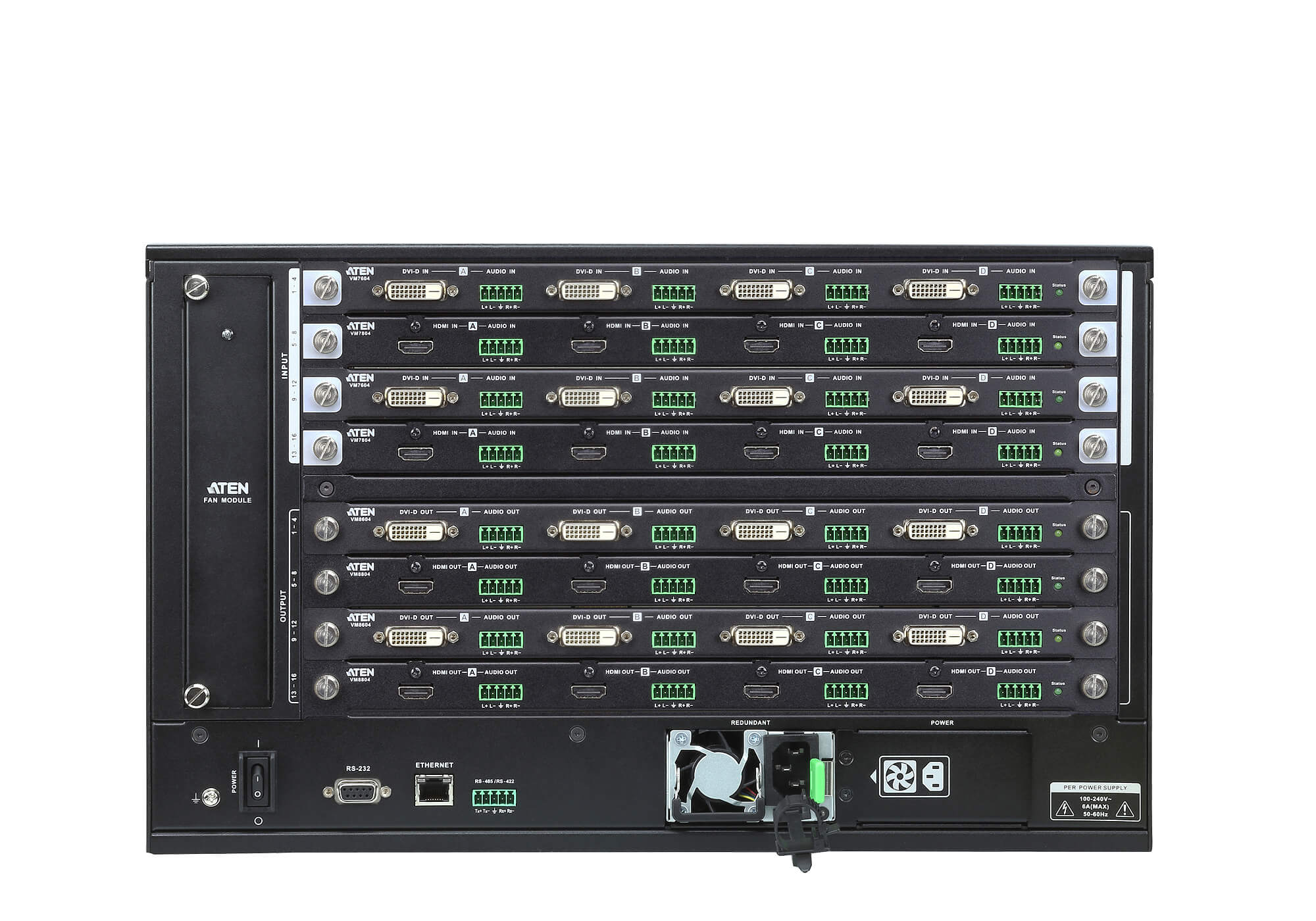 Aten VM1600A 16x16 Modular Digital Video Matrix Switch with Scaler Aten
