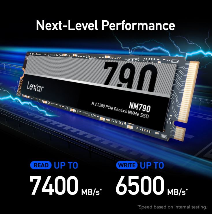 Lexar NM790 2TB M.2 NVMe PCIe Gen 4 SSD - Ultra-Fast 7400MB/s Read
