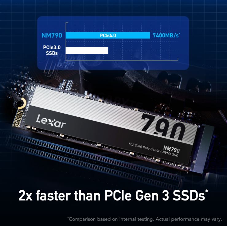 Lexar NM790 2TB M.2 NVMe PCIe Gen 4 SSD - Ultra-Fast 7400MB/s Read