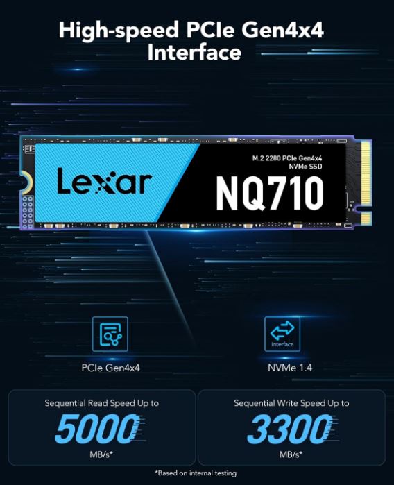 Lexar 500GB NVMe M.2 SSD - Super Fast PCIe Gen4 Storage 
