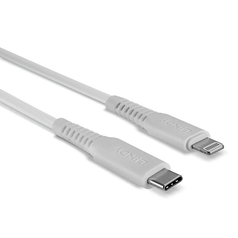 Lindy 0.5m USB-C to Lightning Cable - Charge iPhone & iPad (White) Lindy