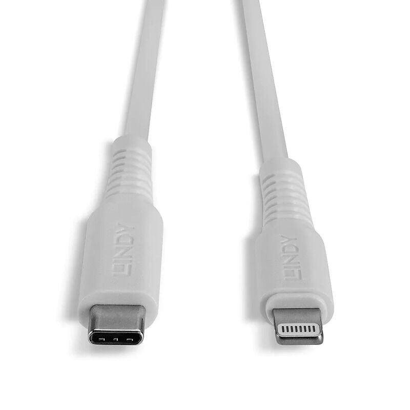 Lindy 0.5m USB-C to Lightning Cable - Charge iPhone & iPad (White) Lindy