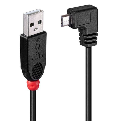 90 Degree Micro USB Cable | Right Angle USB-A to Micro-B Charger Lindy