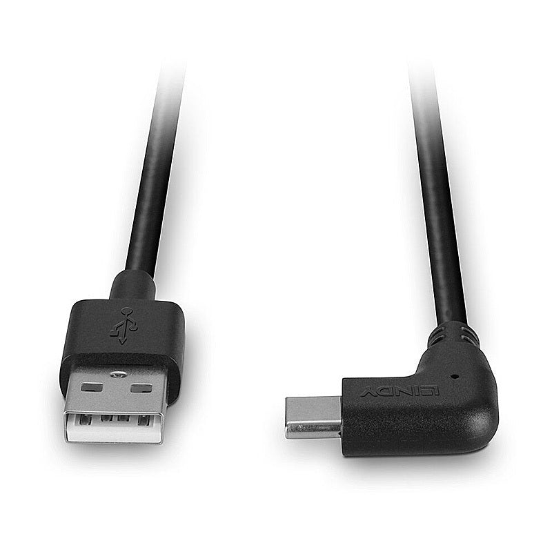 Lindy 1m USB-A to USB-C Cable | 90° Right Angle for Tight Spaces Lindy