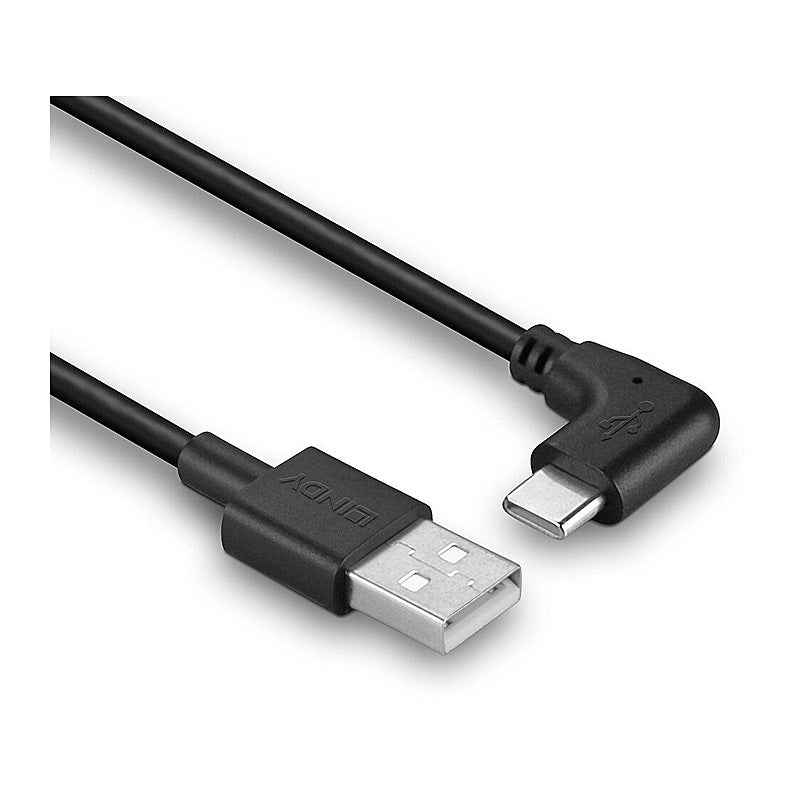 Lindy 1m USB-A to USB-C Cable | 90° Right Angle for Tight Spaces Lindy