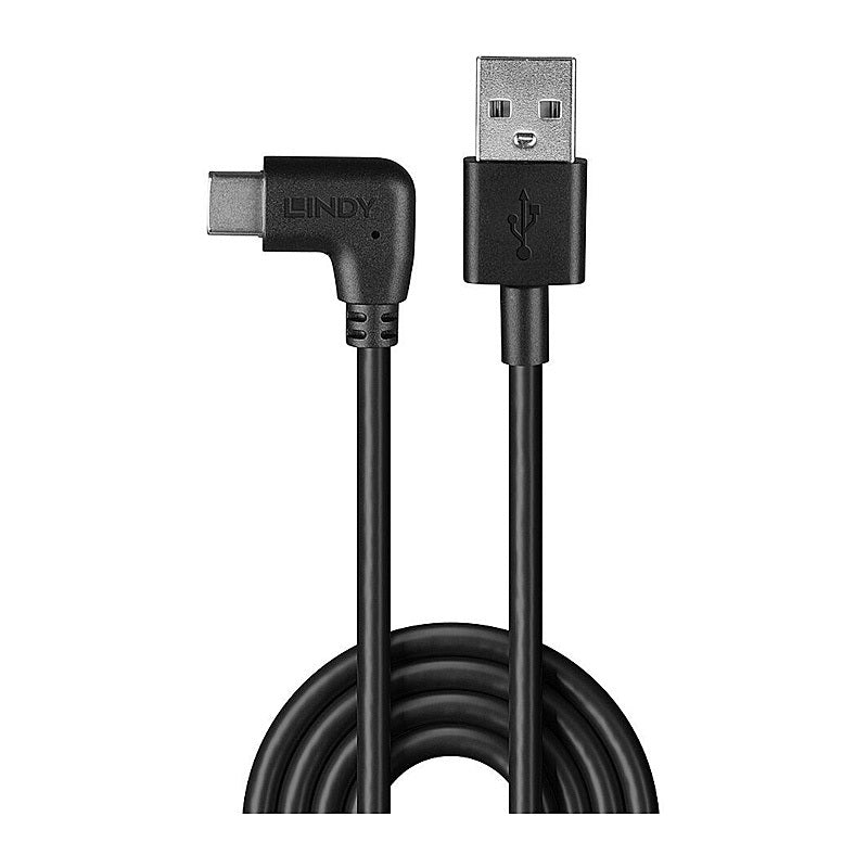 Lindy 1m USB-A to USB-C Cable | 90° Right Angle for Tight Spaces Lindy