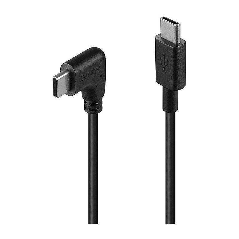 Lindy 0.5m Right Angle USB-C Cable (90-Degree) Lindy
